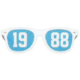 Lunettes De Fête Retro Classe de 1988 35ème Lycée Réunion Bleu Blanc