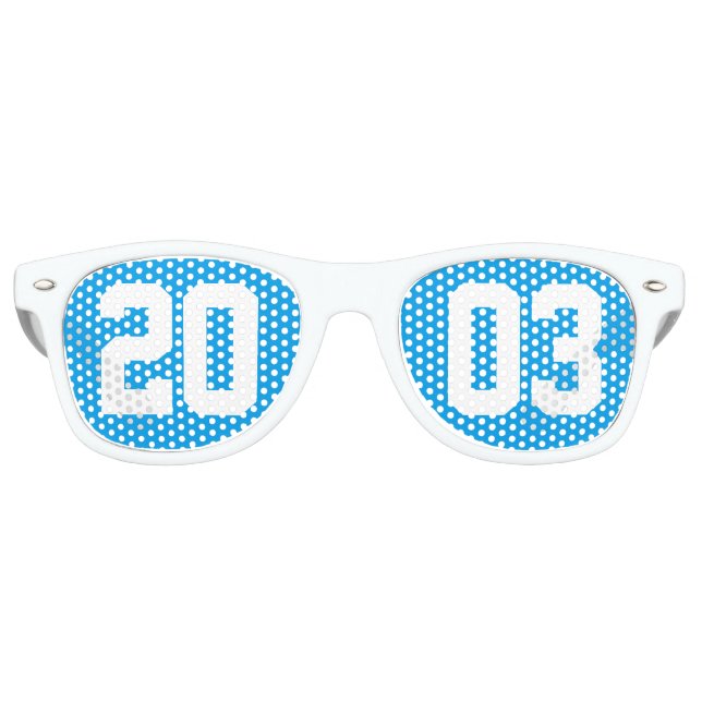 Lunettes De Fête Retro Classe de 2003 20e Lycée Réunion Bleu Blanc (Devant)