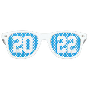 Lunettes De Fête Retro Classe du lycée 2022 Bleu Bleu Blancs