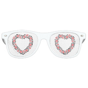 Lunettes De Fête Retro Coeur d'origine des fleurs de roses rouges de poin