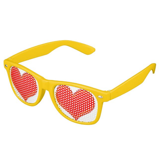Lunettes De Fête Retro Cœurs, En Amour (Angulaire)