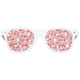 Lunettes De Fête Retro Colorful Whimsical Petits Coeurs Rouge Rose Blanc