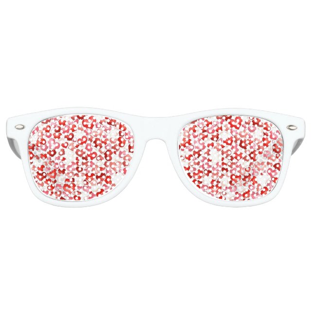 Lunettes De Fête Retro Colorful Whimsical Petits Coeurs Rouge Rose Blanc (Devant)