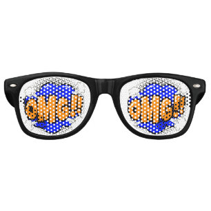 Lunettes De Fête Retro Comic Pop Art Blue Orange OMG Nouveauté Drôle Plai