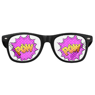 Lunettes De Fête Retro Comic Pop Art Jaune Purple POW Nouveauté Drôle P