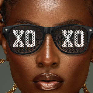 Lunettes De Fête Retro Cool noir XOXO Hugs et baisers