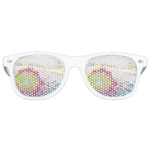 Lunettes De Fête Retro Coquillages rose jaune et bleu aquarelle