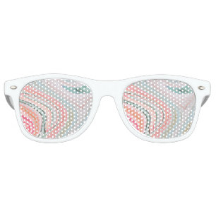 Lunettes De Fête Retro corail rose rousse menthe marbre vert tourbillons