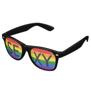 Lunettes De Fête Retro COULEURS DE DRAPEAU D'ARC-EN-CIEL + votre texte ou