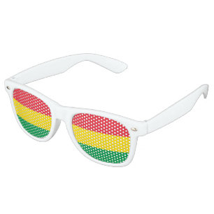 Lunettes De Fête Retro Couleurs Rasta Vert Jaune Rouge Grilles Motif Drap