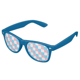 Lunettes De Fête Retro Couleurs transgenres à damiers motif retro sunglas