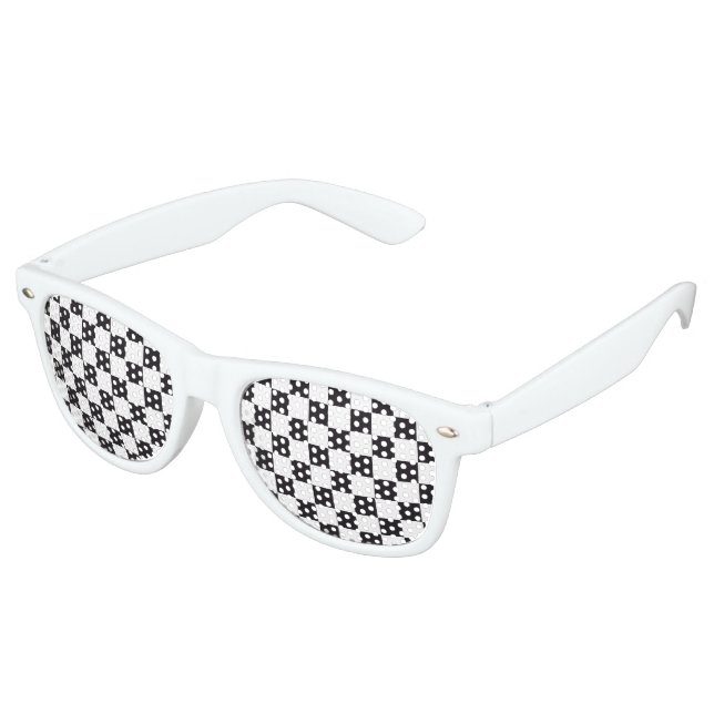 Lunettes De Fête Retro Course de voiture / Motif d'échecs + votre backgr. (Angulaire)