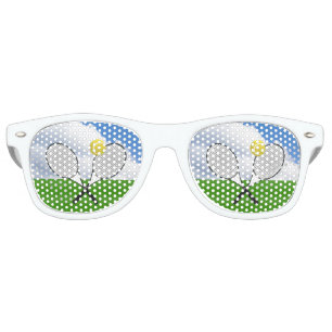Lunettes De Fête Retro court de tennis et RACKETS DE TENNIS