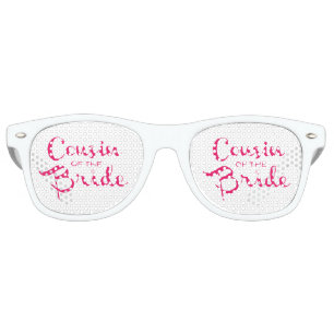 Lunettes De Fête Retro Cousin de mariée rose sur blanc