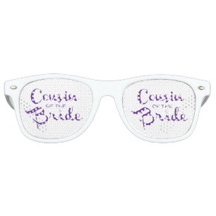 Lunettes De Fête Retro Cousin de mariée violet sur blanc