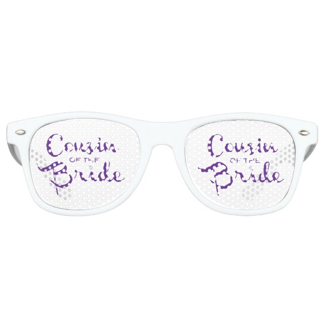 Lunettes De Fête Retro Cousin de mariée violet sur blanc (Devant)