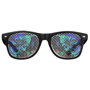 Lunettes De Fête Retro Crâne Neon Turquoise bleu Nom Jour Mort Halloween