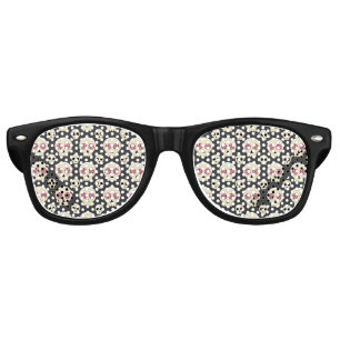 Lunettes De Fête Retro Creepy Cute Kawaii Goth Skull with Flowers