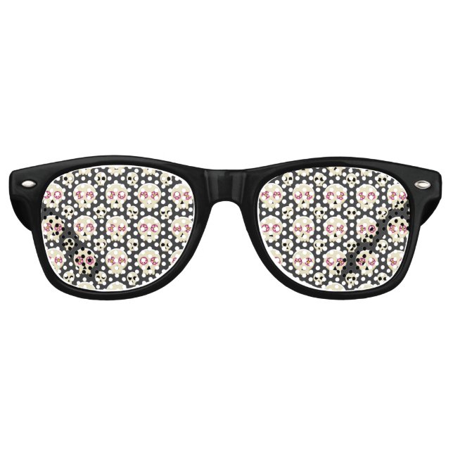 Lunettes De Fête Retro Creepy Cute Kawaii Goth Skull with Flowers (Devant)