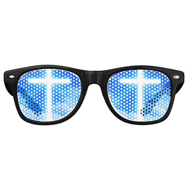 Lunettes De Fête Retro Cross of Light Jesus Christ Customizable Christian (Devant)