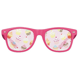 LUNETTES DE FÊTE RETRO CUPCAKES MOTIF ROSE
