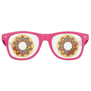 Lunettes De Fête Retro Cute Chocolate Donut with Sprinkles
