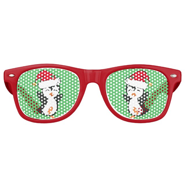 Lunettes De Fête Retro Cute Christmas Penguin (Devant)