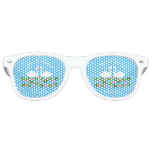 Lunettes De Fête Retro Cygnes blancs et nénuphars Mariage Personnalisé