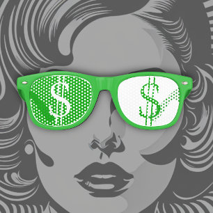 Lunettes De Fête Retro Des panneaux de dollars verts dans vos yeux