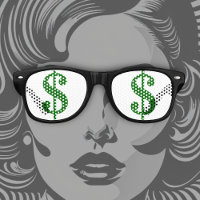 Des panneaux de dollars verts dans vos yeux