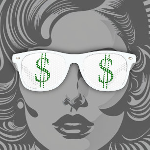 Lunettes De Fête Retro Des panneaux de dollars verts dans vos yeux