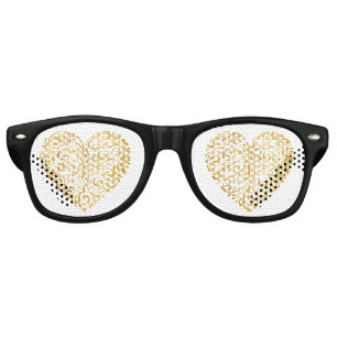 Lunettes De Fête Retro Design de coeur doré
