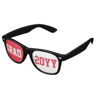 Lunettes De Fête Retro Design de texte Red & White Grad 2026