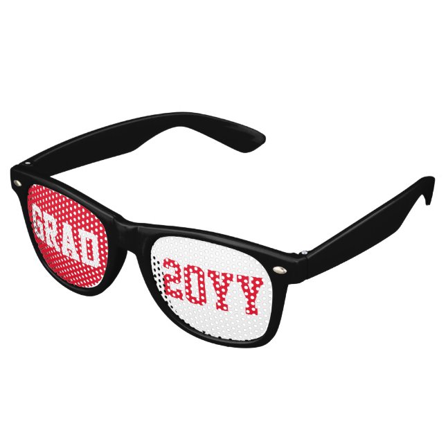 Lunettes De Fête Retro Design de texte Red & White Grad 2026 (Angulaire)