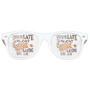 Lunettes De Fête Retro Désolé je suis en retard mon chat était allongé su