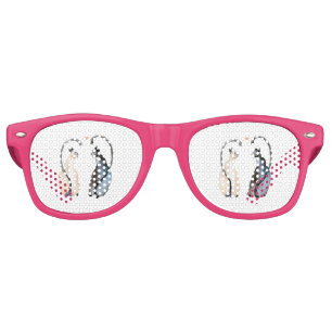 Lunettes De Fête Retro Deux chats amoureux