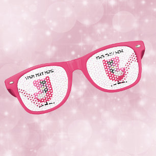 Lunettes De Fête Retro Deux chats atomiques en chaise rose vif Pois