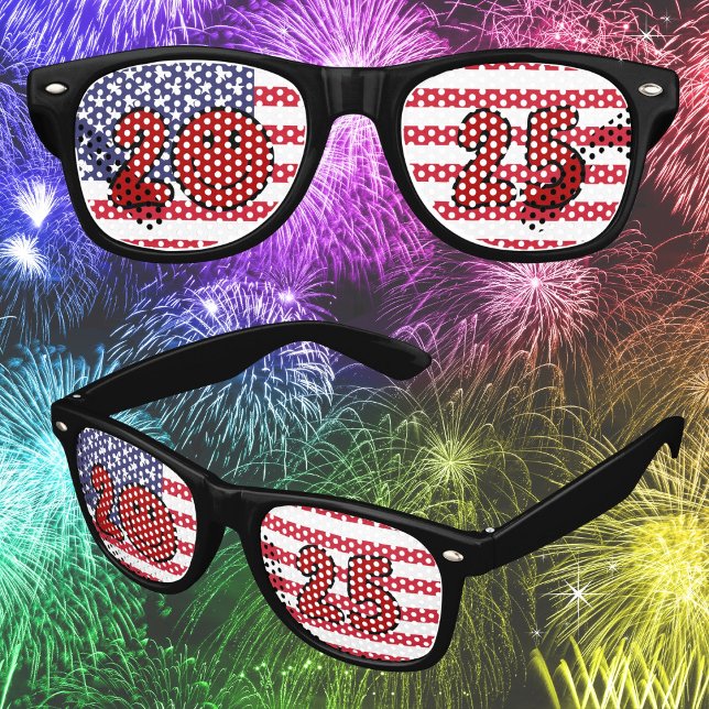 Lunettes De Fête Retro Drapeau américain de la Saint-Sylvestre 2025 (Créateur téléchargé)