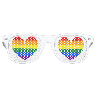 Lunettes De Fête Retro drapeau arc-en-ciel amour symbole de coeur teintes