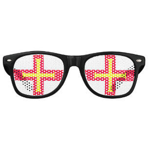 Lunettes De Fête Retro Drapeau de Bailiwick de Guernesey, (Royaume-Uni)