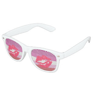 Lunettes De Fête Retro Drapeau de fierté lesbienne au rouge à lèvres