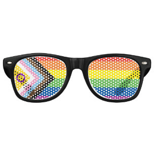 Lunettes De Fête Retro Drapeau de la Fierté de Progrès Intégrale LGBTQ In