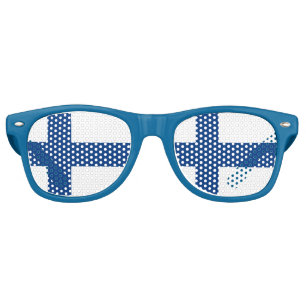 Lunettes De Fête Retro Drapeau de la Finlande Croix Bleue Suomi