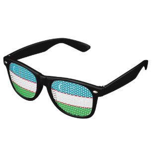 Lunettes De Fête Retro Drapeau de l'Ouzbékistan