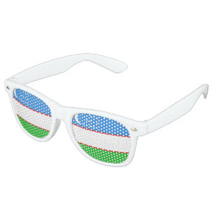 Lunettes De Fête Retro Drapeau de l'Ouzbékistan