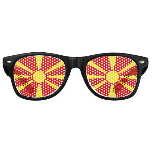 Lunettes De Fête Retro Drapeau de Macédoine du Nord
