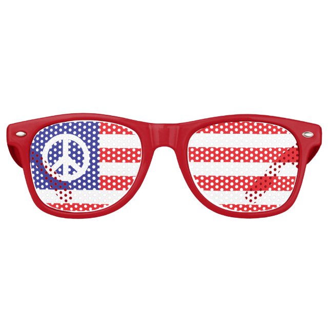 Lunettes De Fête Retro Drapeau de paix américain (Devant)