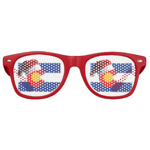 Lunettes De Fête Retro Drapeau du Colorado-et-Père Noël-Casquette