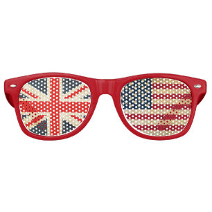 Lunettes De Fête Retro Drapeau du Royaume-Uni et couleurs du drapeau des 
