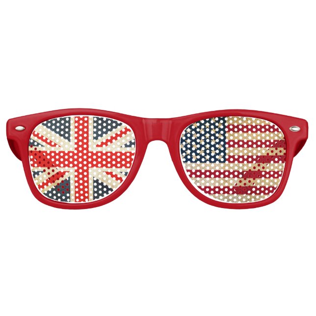 Lunettes De Fête Retro Drapeau du Royaume-Uni et couleurs du drapeau des  (Devant)